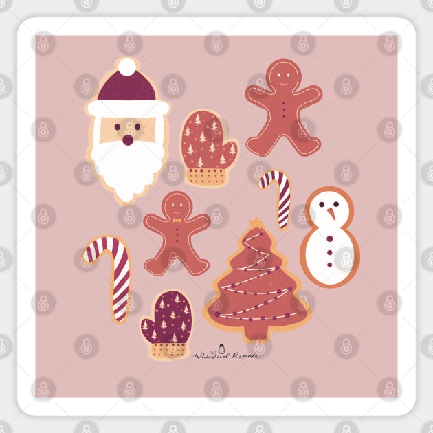 Christmas Cookies - Magenta and Cream Palette | Pattern Sticker by thewhimsicalrepose